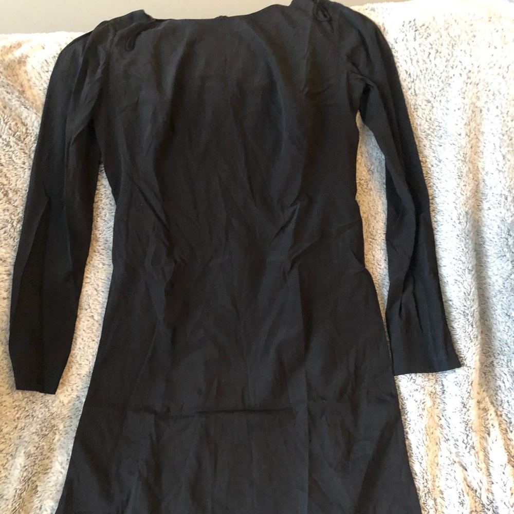Black long sleeve silk dress